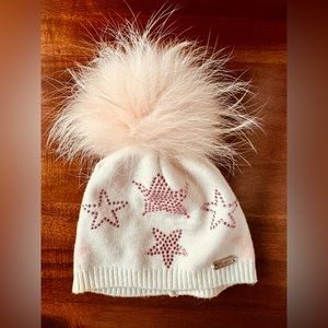 Bari Lynn Infant girls cashmere hat, real fur